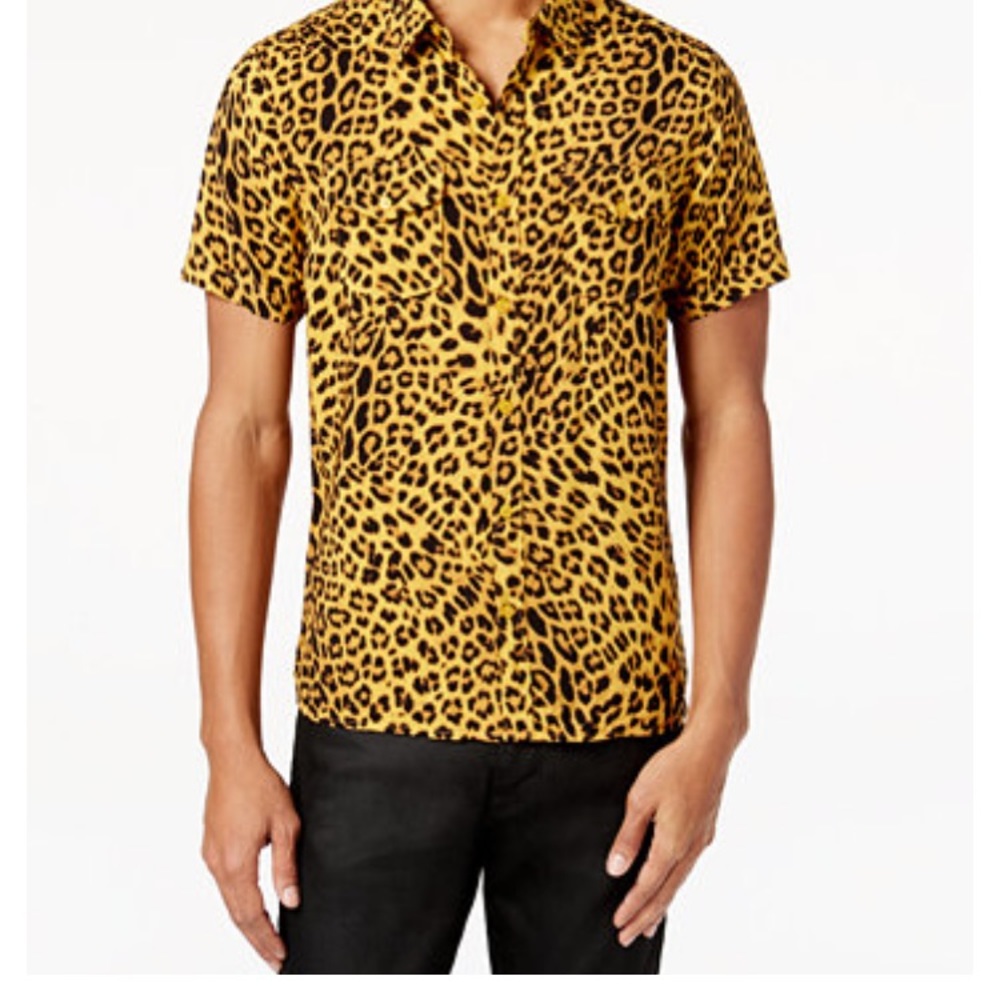 Guess Men Slim Fit leopard print shirt